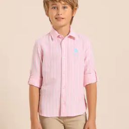 Boys Striped Regular Fit Shirt with Spread Collar-image-30