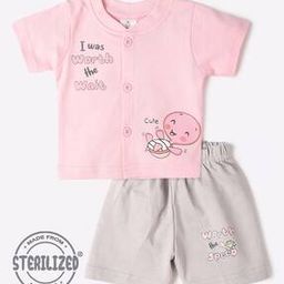 Typographic Print Jhabla & Shorts Set-image-22