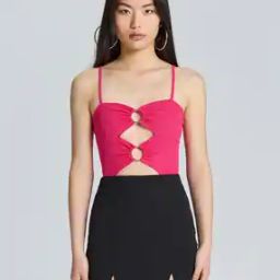 Women Ribbed Strappy Bodysuit-image-11