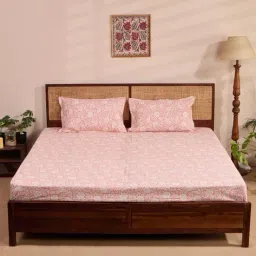 fabindia  Cotton Printed Bed Sheet with Pillow Covers image 1