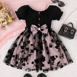 Girls Floral Embroidered Dress-image-64