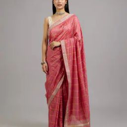 Women Embroidered Saree with Blouse piece -image-2