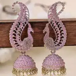 Gold-Plated Enameled Jhumka Earrings-1