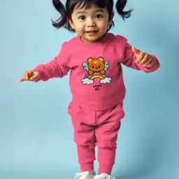 Girls Patch-Work Fleece Sweatshirt & Pyjama Set-picture-0