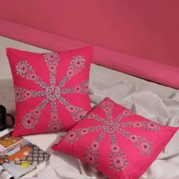 Set of 2 Block Print Cushion Covers 16" X 16"-18