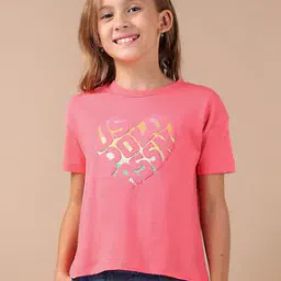 u.s. polo assn. Girls Typographic Print Regular Fit Round-Neck T-Shirt-picture-45