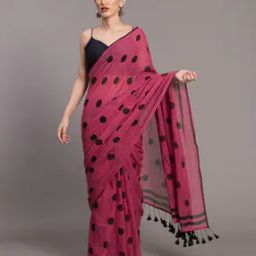 Polka-Dot Saree with Tassels-image-60