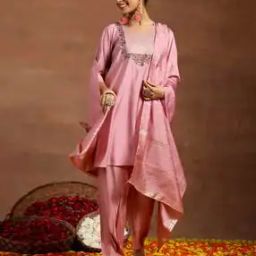 Women Embroidered A-Line Kurta Suit Set-image-4
