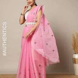 Hand-Dyed Embroidered Kota Doria Saree-image-35