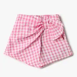 Girls Gingham Print Regular Fit Skorts-picture-34