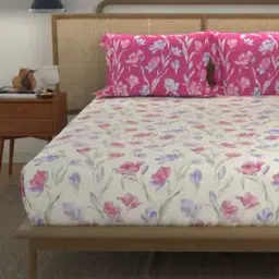 Cotton Floral Printed Double Bedsheet With 2 Pillow Covers-image-27