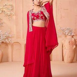 Women Embroidered & Embellished Lehenga Choli Set with Shrug-picture-50