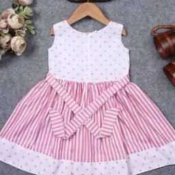Micro Print Waist Tie-Up Fit & Flare Dress-picture-0