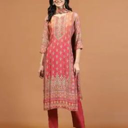 Women Floral Print Straight Kurta Suit Set-image-45