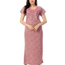 Women Floral Print Nightie with Short Sleeves-picture-43