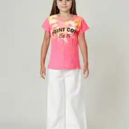 Girls Printed Regular Fit Crew-Neck T-Shirt-image-91