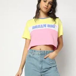 Women Colourblock Regular Fit Crew-Neck T-Shirt-image-96