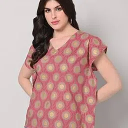 sakura Printed V-Neck Top-picture-23