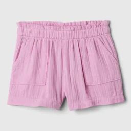 Solid Crinkle Gauze Shorts with Pockets-picture-44