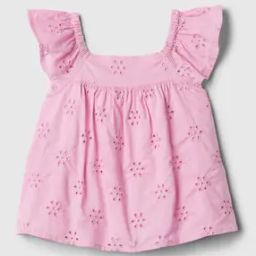 Girls Schiffli Embroidered A-Line Top-image-98