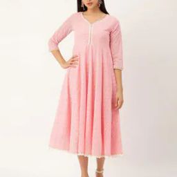Chikankari A-Line Dress-image-24