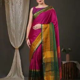 Saree with Contrast Striped Border-picture-46