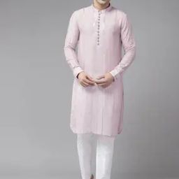 Embroidered Long Kurta with Mandarin Collar-picture-24