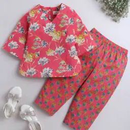 Girls Floral Print Pants & Top Set-picture-33