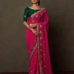 Striped Saree with Contrast Border-image-22