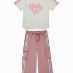 Girls Graphic Print Pants & Top Set-picture-4