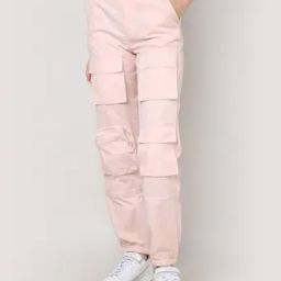 Women Flat-Front Regular Fit Cargo Joggers-image-39