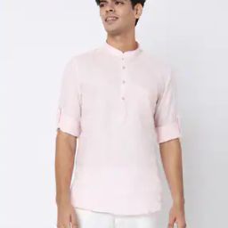 Mandarin-Collar Roll-Up Sleeve Kurta-image-61