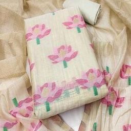 Women Banarasi Silk Unstitched Dress Material  -image-11