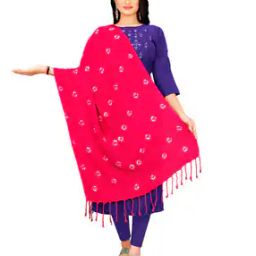 Women Bandhani Print Dupatta with Tassels-picture-14