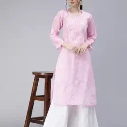 Chikankari Embroidered Straight Kurta-image-43