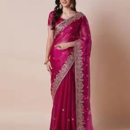 Women Traditional Saree with Unstitched Blouse Piece          -image-44