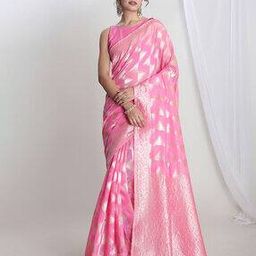 Geometric Pattern Woven Saree -image-76