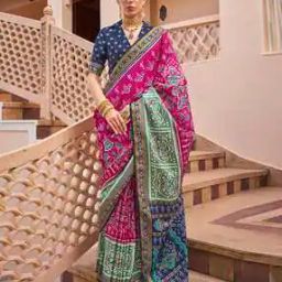 Women Warli Design Zari Silk Floral Saree Traditional Saree-13