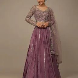 Women Embroidered Flared Lehenga Choli Set with Dupatta-image-12