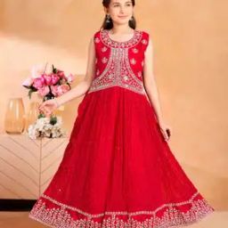 Girls Embroidered Fit & Flare Dress-image-74