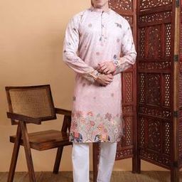 Men Embroidery Regular Fit Long Kurta-image-70