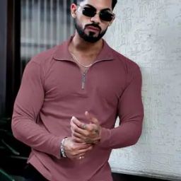 Men Popcorn Regular Fit T-Shirt with Zipper-image-5