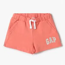 Girls Solid Logo Print Shorts-6
