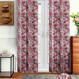 Set of 2 Leaf Print Eyelet Door Curtains-image-14