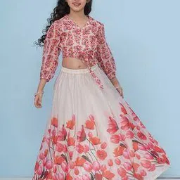 bitiya by bhama Girls Floral Print Lehenga with Choli-picture-7