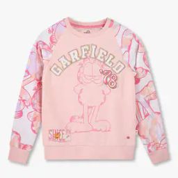 Girls Garfield Applique Round-Neck Sweatshirt-image-40