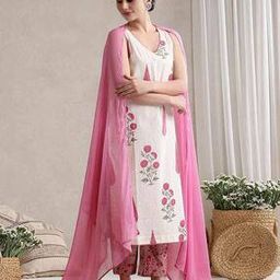 Women Floral Straight Kurta Pants Set with Dupatta-image-52