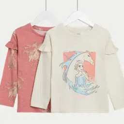 marks & spencer Girls Pack of 2 Disney Frozen Print Pure Cotton Tops-picture-33