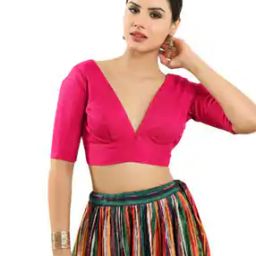 V-Neck Back-Open Blouse-11
