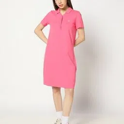 Midi Polo Dress with Logo Print-53